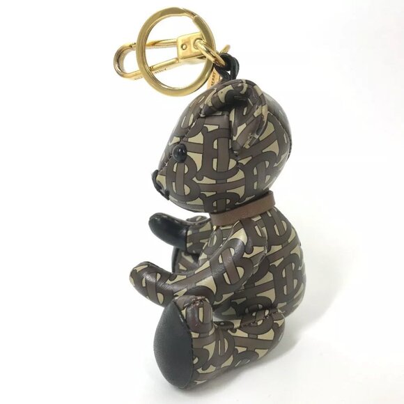 BURBERRY Total logo TB Thomas Bear Bag Charm Bear Key Holder Leather Brown
